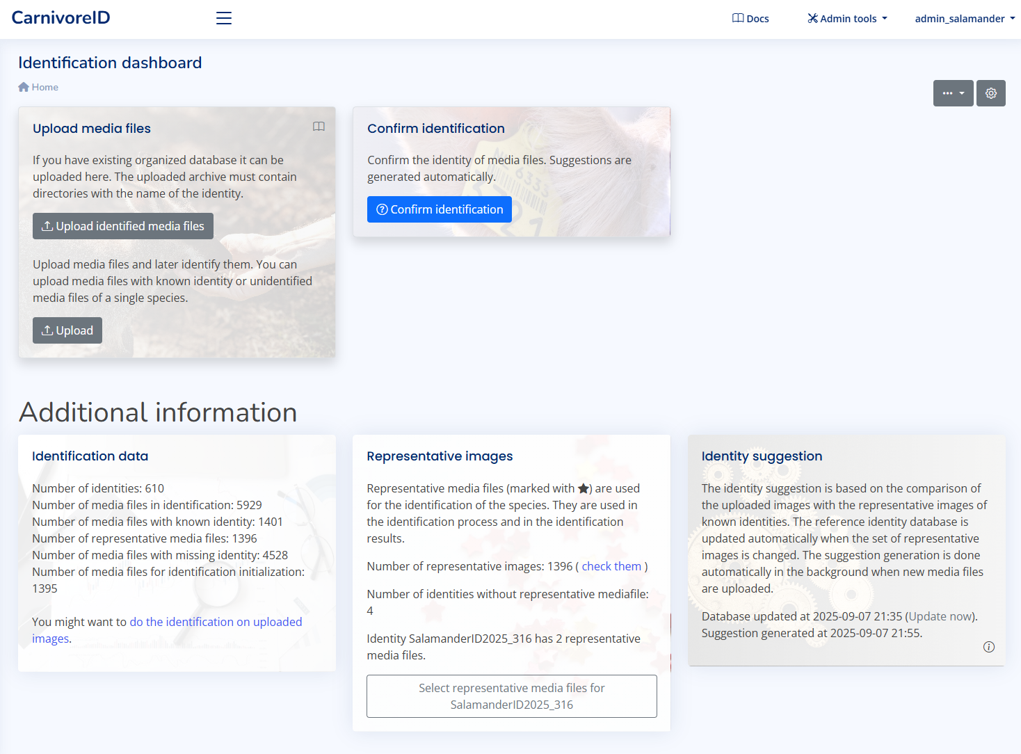 identification dashboard