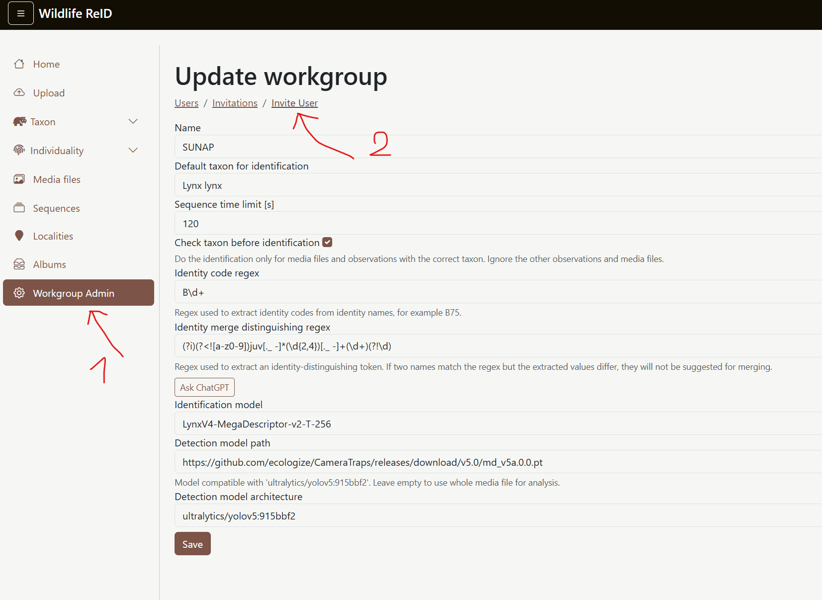 Open invite user from workgroup administration